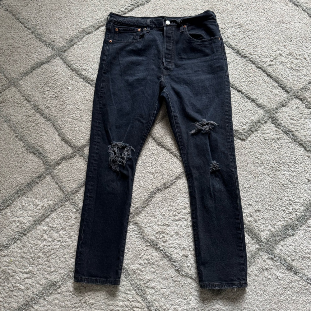 Levi’s jeans premium 501 washed black high rise button fly slim taper  31